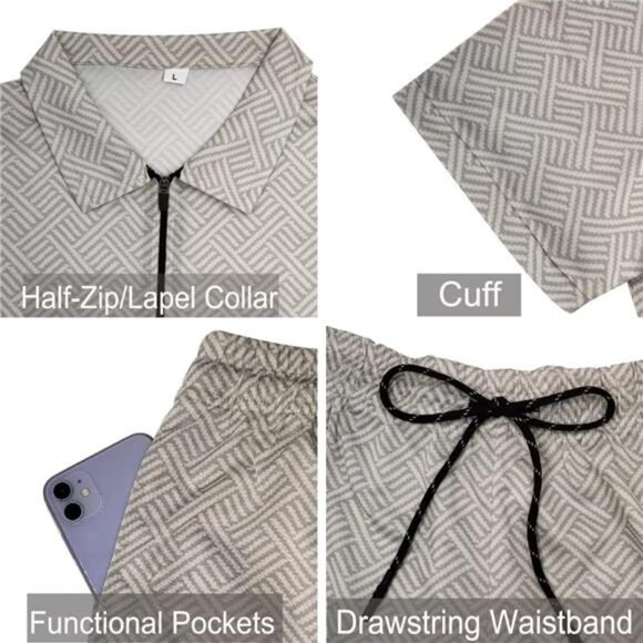 Men‘s Track Suits 2 Piece Summer Short Sets Outfits Fashion Polo Shirt Casual - Picture 4 of 7